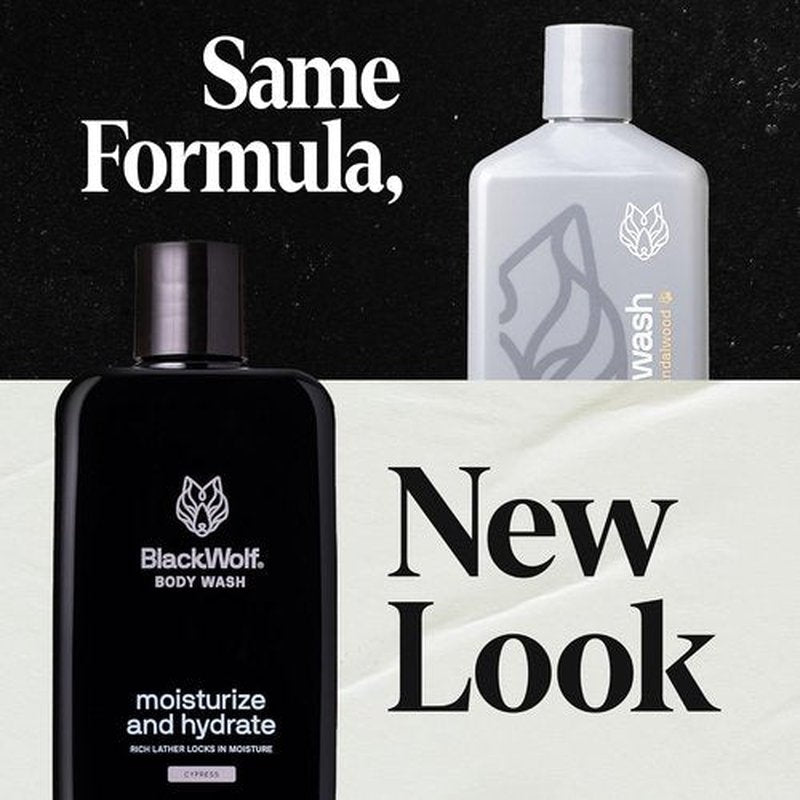 Black Wolf Moisturizing Body Wash - Hydrating Sandalwood Cleanser for Men | Dry & Sensitive Skin Care with Hyaluronic Acid, Aloe Vera & Jojoba Oil