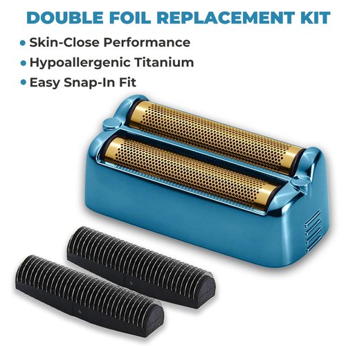 BaBylissPRO Shaver Replacement Foil & Cutter - Hypoallergenic Extra-Close Head | FXONE Double Foil, Blue