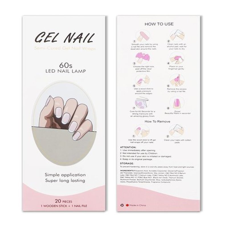 JMEOWIO Gel Nail Stickers White French Tip Transparent Semi Cured Gel Nail Strips Wraps UV/LED Nails Art Design Decoration Accessories