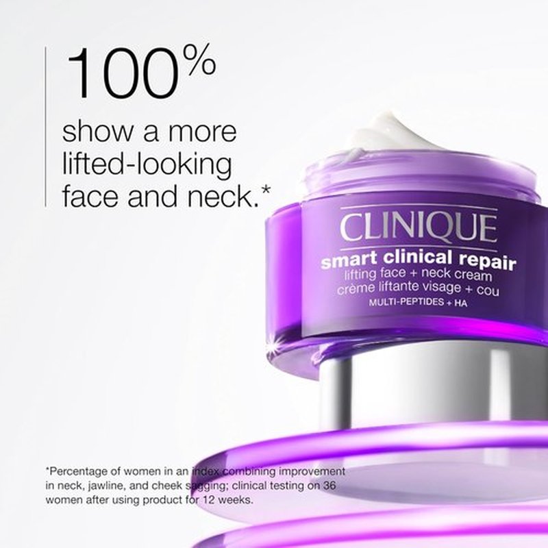 Clinique Smart Clinical Repair Anti-Aging Face & Neck Cream - Hydrating with Peptides & Hyaluronic Acid for All Skin Types