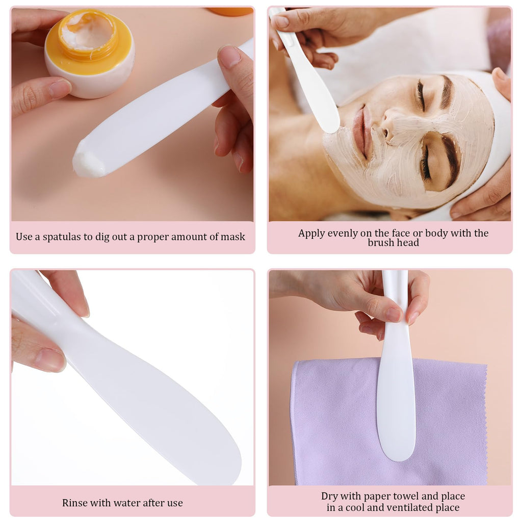 Ymapinc Mask Applicator Tool, 6Pcs Resuable Face Spatula, Large Plastic Makeup Face Mask Spatula, Creams Mixing, Skincare or Scraping Jars, Cosmetic Brush 8.11 1.22 Inch (White)