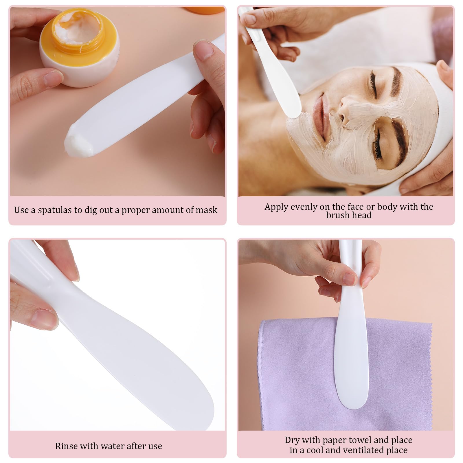 Ymapinc Mask Applicator Tool, 6Pcs Resuable Face Spatula, Large Plastic Makeup Face Mask Spatula, Creams Mixing, Skincare or Scraping Jars, Cosmetic Brush 8.11 1.22 Inch (White)