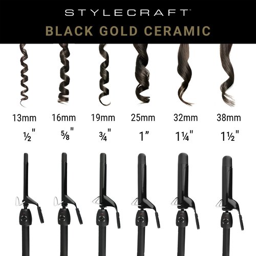 StyleCraft Black Gold Professional Curling Iron .625"