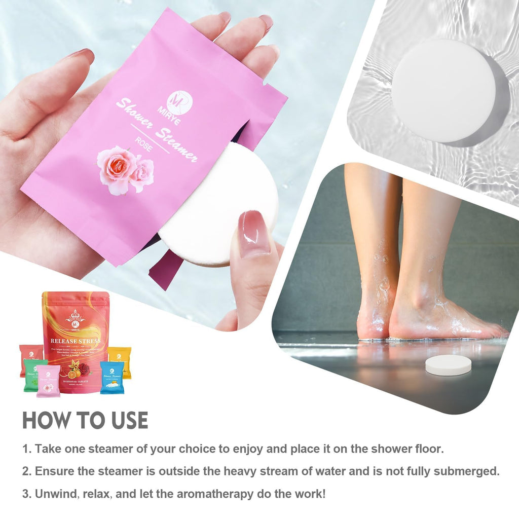 MR MIRYE Shower Steamers Aromatherapy - 20 Pack Shower Bombs Aromatherapy Birthday Gifts for Women, Organic Watermelon, Orange & Vanilla, Sea Salt & Orange, Rose, Tea Tree, Gift for Women