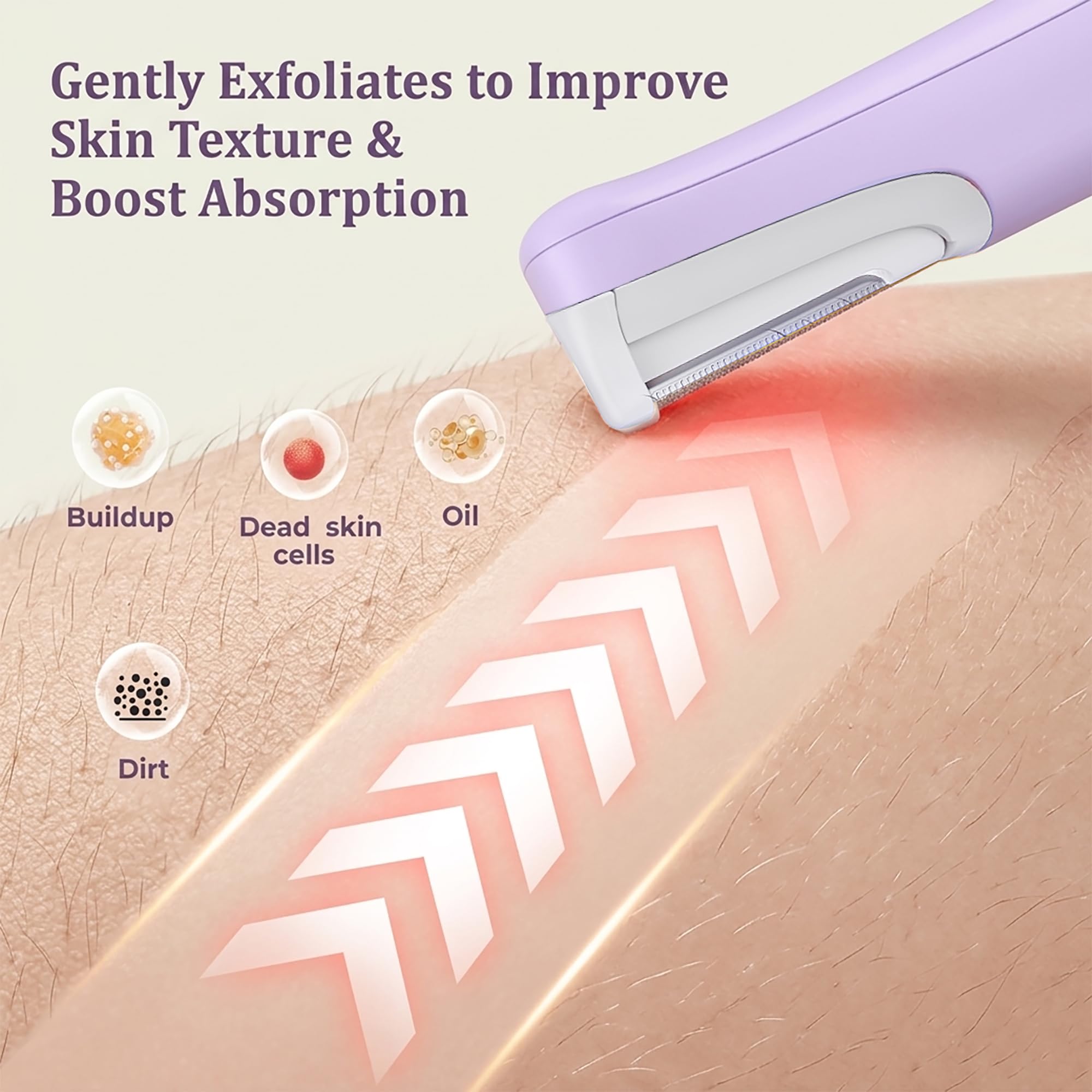 Dermaplane Razor for Women Face, WLU Rechargeable Face Dermaplaning Tool – Peach Fuzz, Facial Hair & Exfoliation Removal, Sonic Technology with LED Light, 3 Speeds & 10 Blades (Purple)