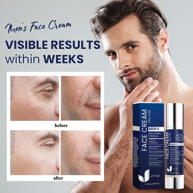 Uttse 6-in-1 Men's Face Moisturizer - Reduce Eye Bags, Dark Circles & Puffiness - 1.7 fl oz - Made in Korea