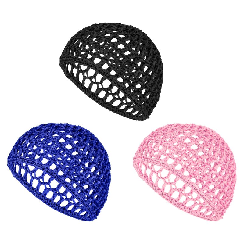 YUXIANLB 3 Pcs Hair Net Cap for Sleeping Breathable Mesh Wrap Elastic Crochet Snood Hair Protection for Night Shower Bath Makeup Ballet Wig Caps Styling Soft Comfortable Sleep Cap Black Hairs Cover