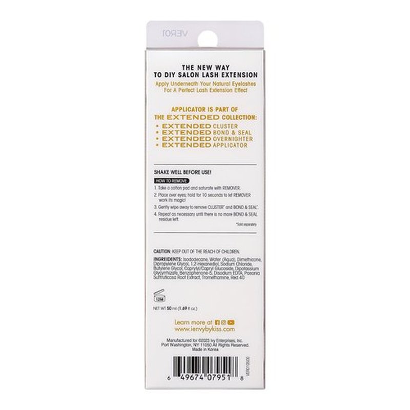i•ENVY Extended DIY Eyelash Extension Cluster Remover with Natural Rosewater Gentle Soothing Nourishing Cleanser for Removal of False Eyelashes, Lash Wisps, Bond & Seal Adhesive and Makeup