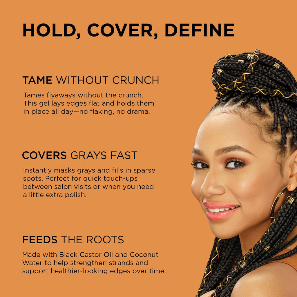 African Pride Black Castor Miracle Hold & Cover Edges Hair Gel with Black Castor Oil & Coconut Water Edge Control for Braids, Locs, Slick Styles & Strong Hold 2.25oz