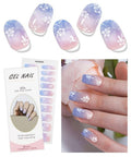 JMEOWIO Gel Nail Stickers Light Purple Pink Flower Semi Cured Gel Nail Strips Wraps UV/LED Nail Supplies Nail Art Design Decoration Accessories