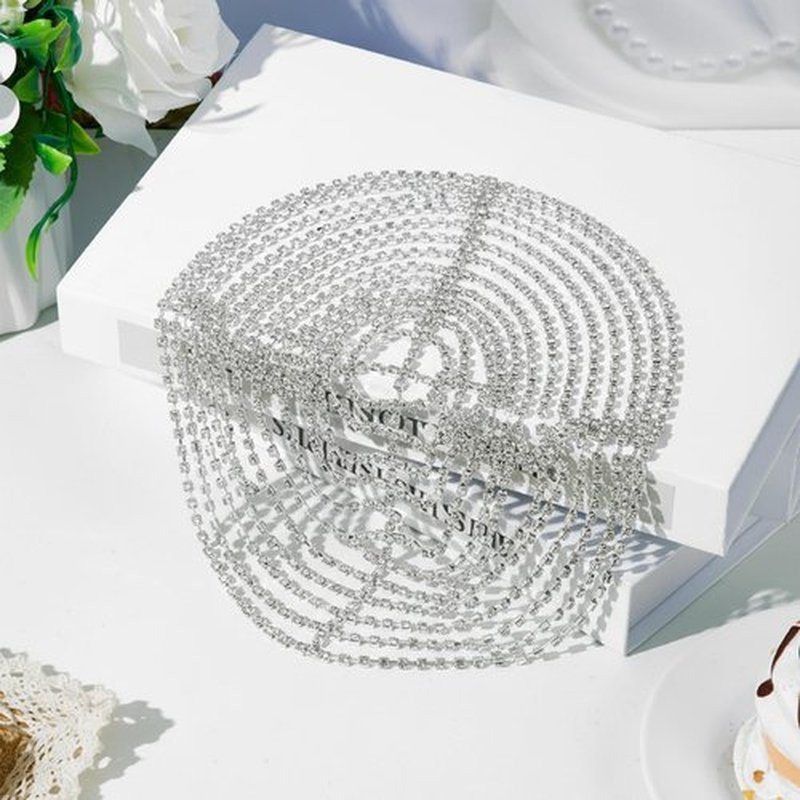 Juexica Rhinestone Flapper Headpiece Chainmail Headpiece 1920s Showgirl Accessories for Women Head Jewelry