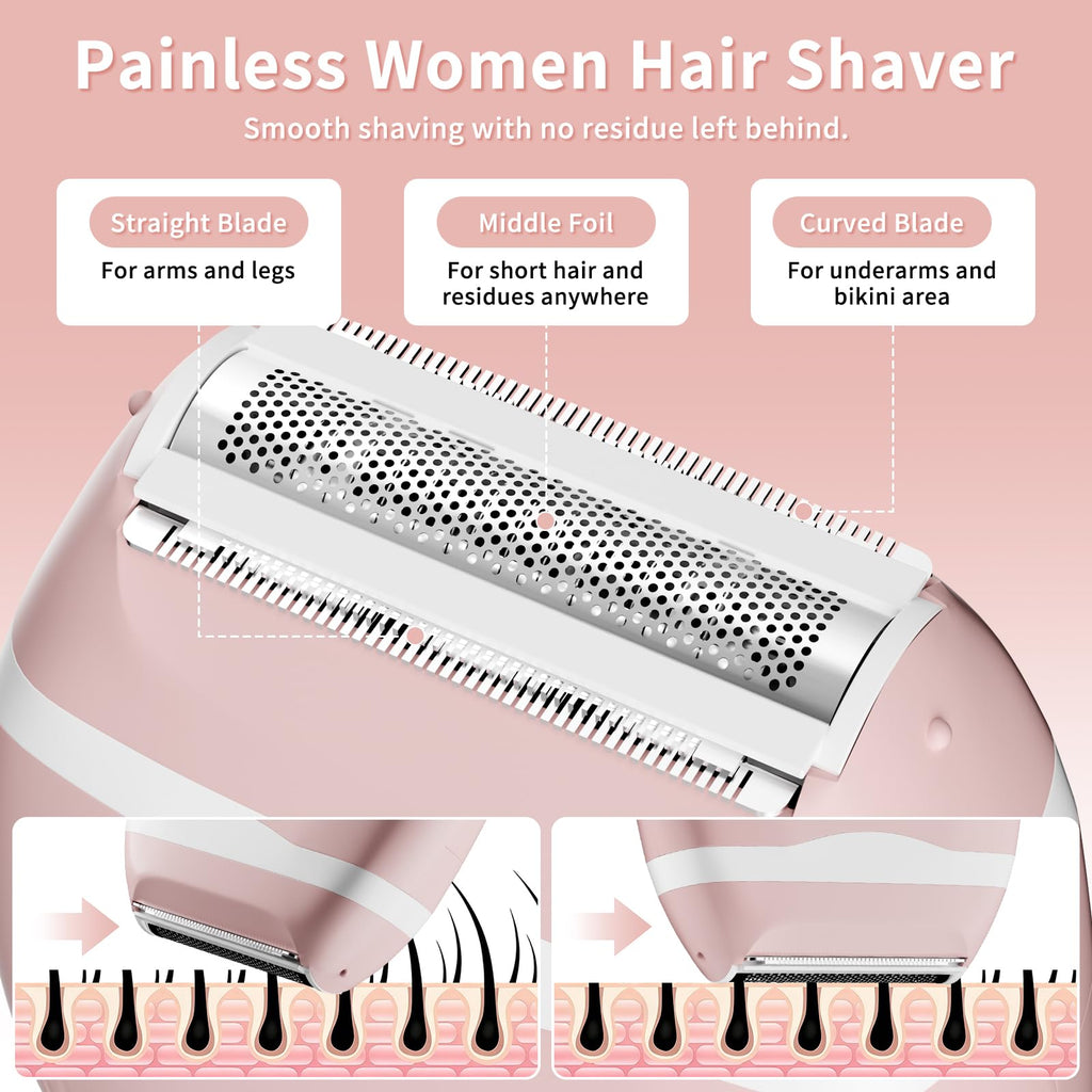 2026 Upgraded Electric Razors for Women - Cordless Portable Foil Shaver & Full Body Trimmer for Bikini Line, Underarms, Legs, Arms & Sensitive Skin - Mini Hair Remover for Home & Travel,Teens (Peach)