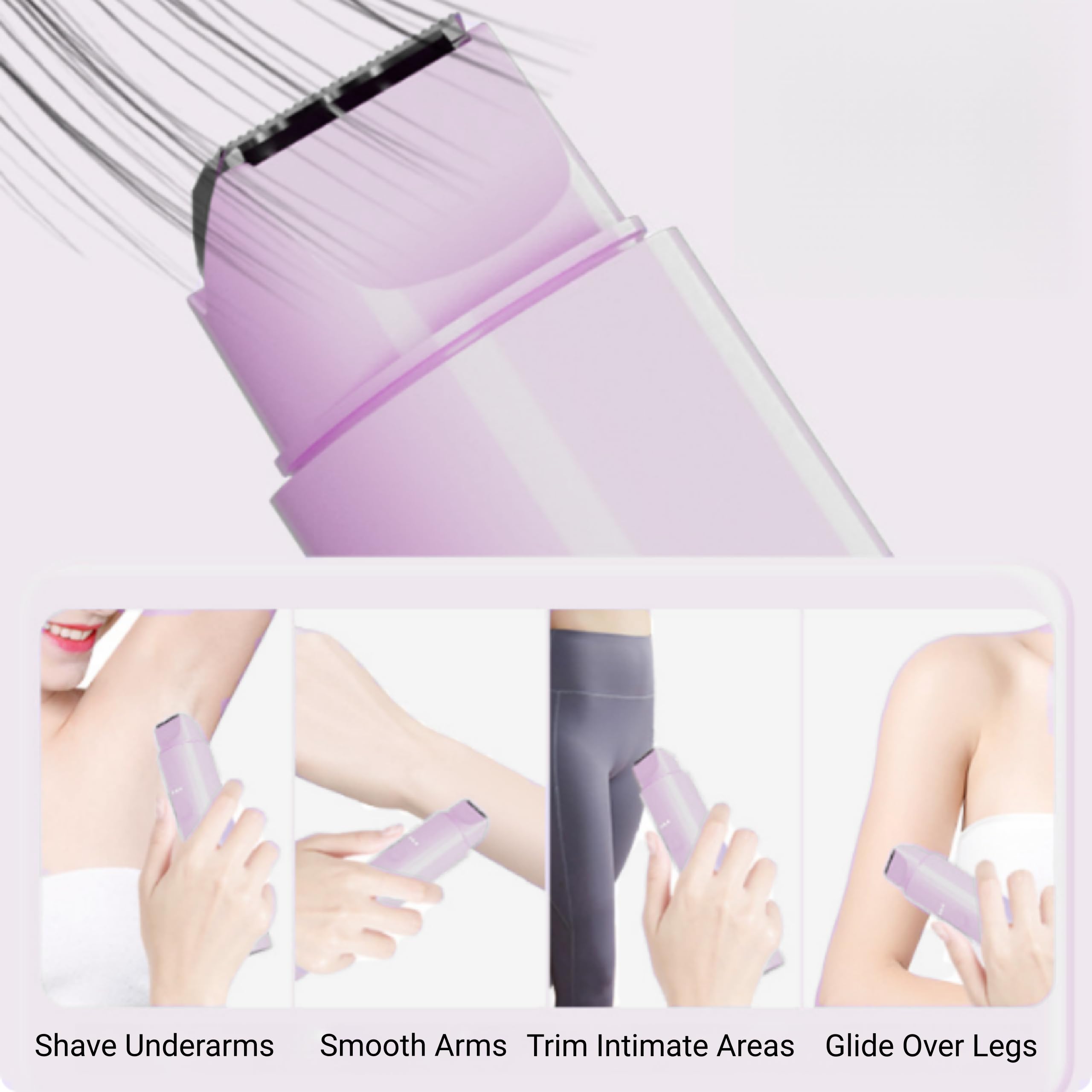 Zyrellix Bikini Trimmer for Women Electric Razors for Women Electric Shaver Female 2-in-1 Bikini Razor for Pubic Hair, Private Area, Legs, Face, Body Hair, Waterproof, Dual Head, Rechargeable (Pink)
