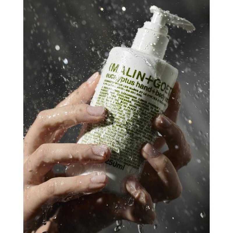 MALIN+GOETZ Eucalyptus Hand+Body Scrub | Resurfacing Cleanser Lactic Acid, Mandelic Acid, Pumice + Niacinamide | Deeply Cleanses, Smooths + Brightens | Vegan, Cruelty-Free, Paraben-Free (8.5 Fl Oz)