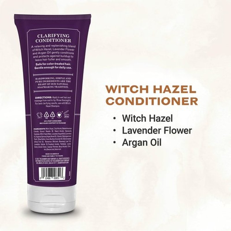 The Grandpa Soap Company Clarifying Witch Hazel Conditioner - Relieves Scalp Conditions and Protects Against Buildup, With Lavender Flower, Sulfates and Parabens Free, 8 Fl Oz, 2 Pack