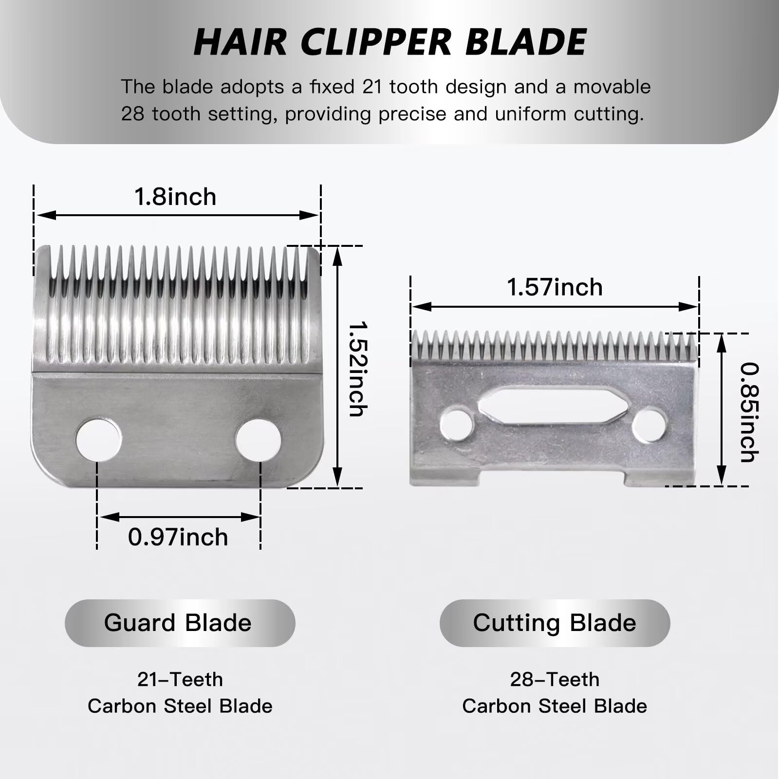 Upgraded Steel Hair Clipper Blade for Wahl Precision MC3 Blades, Pack of 2 Steel Blades Replacement for 2-Hole Standard Wedge 5 Star Legend Clippers