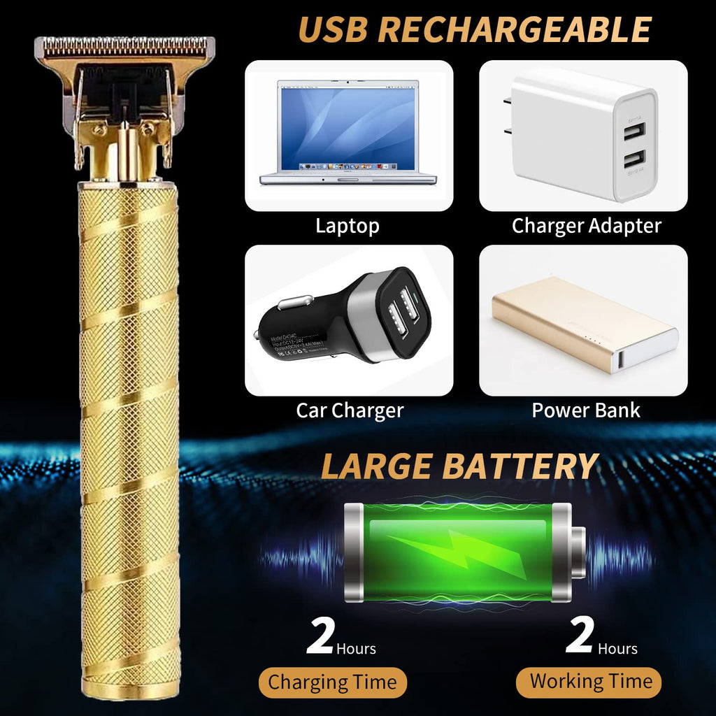 soieho Hair Trimmer for Men, Professional Electric Hair Clippers Cordless Beard Trimmer Shaver Electric T Blade Hair Trimmer, Zero Gapped Hair Clippers Cutting Grooming Kit with Guide Combs, Gold