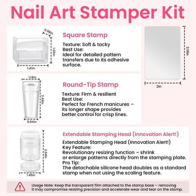 ESUOHYM 6PCS French Tip Nail Stamp Art Kit Clear Silicone Nail Jelly Stamper With Scrapers Polish French Manicure Stamping Set For Women Diy Artists Salon