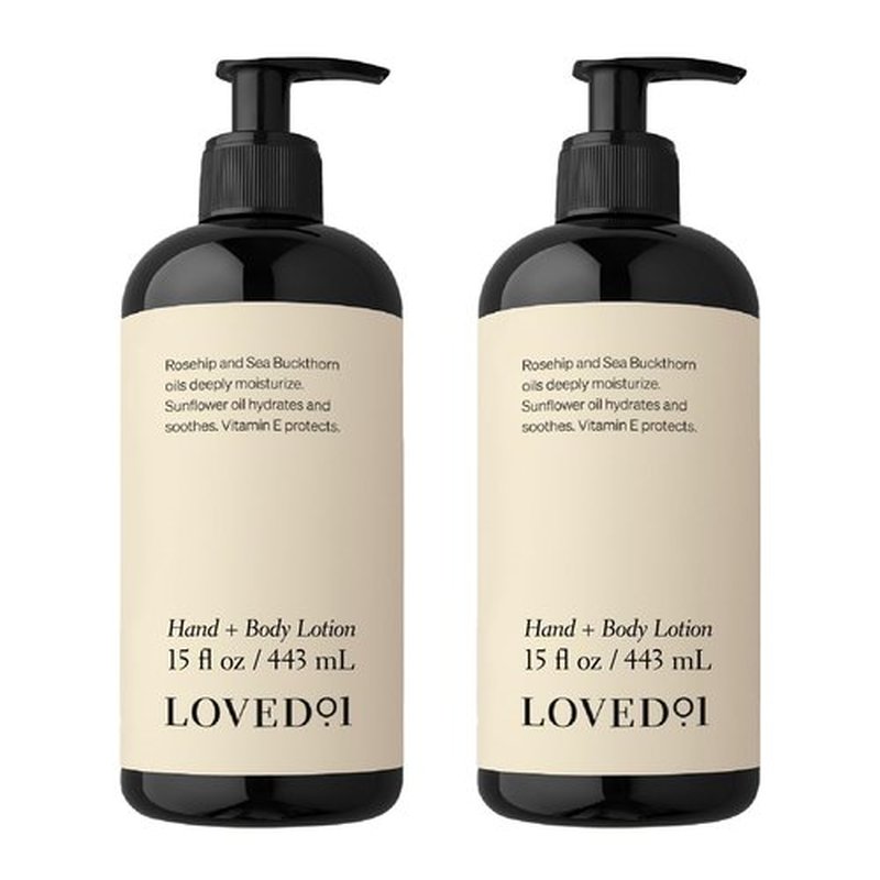 Loved01 Hand & Body Lotion, John Legend Skincare, Fragrance-Free, Fast-Absorbing and Non- Greasy Moisturizer, Oprah's Favorite Things, Blended with Shea Butter, Jojoba Oil & Vitamin E, 2-Pack (15 oz)