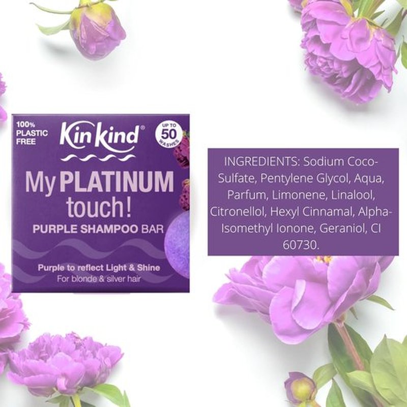 KinKind Toning Purple Shampoo Bar - Perfect for Blonde, Silver & White Hair | Vegan Solid Travel Bar - Up to 50 Washes