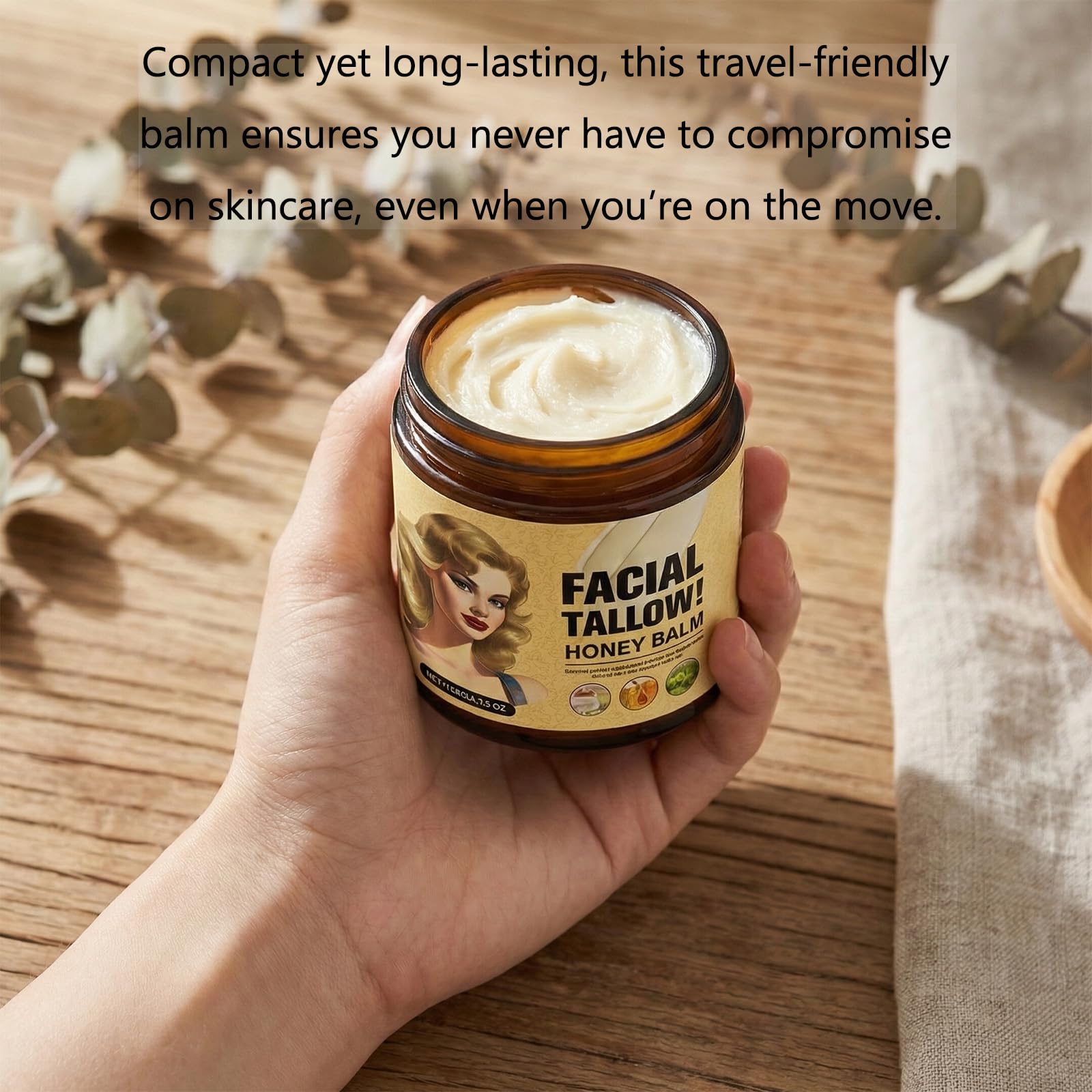 Udsle Whipped Tallow Honey Balm for Face & Body, 4.23 oz Intensive Moisture Daily Cream for Extra Dry Skin, Non-Greasy Soothing Natural Moisturizer with Neutral Scent, Seed Oil Free