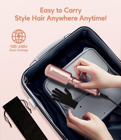 Farery Mini Hair Straightener - 1.5 Inch Ceramic Flat Iron with Argan Oil, Fast Heat & Travel Bag