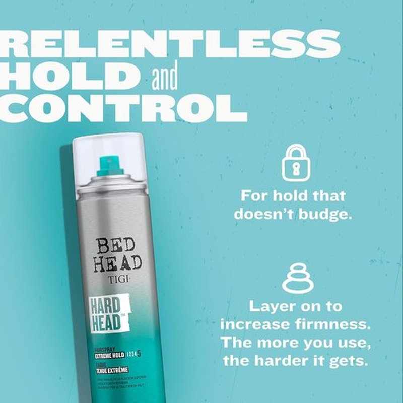 TIGI Bed Head Hard Head Hair Spray - Extra Strong Hold for All-Day Style | 11.7 oz