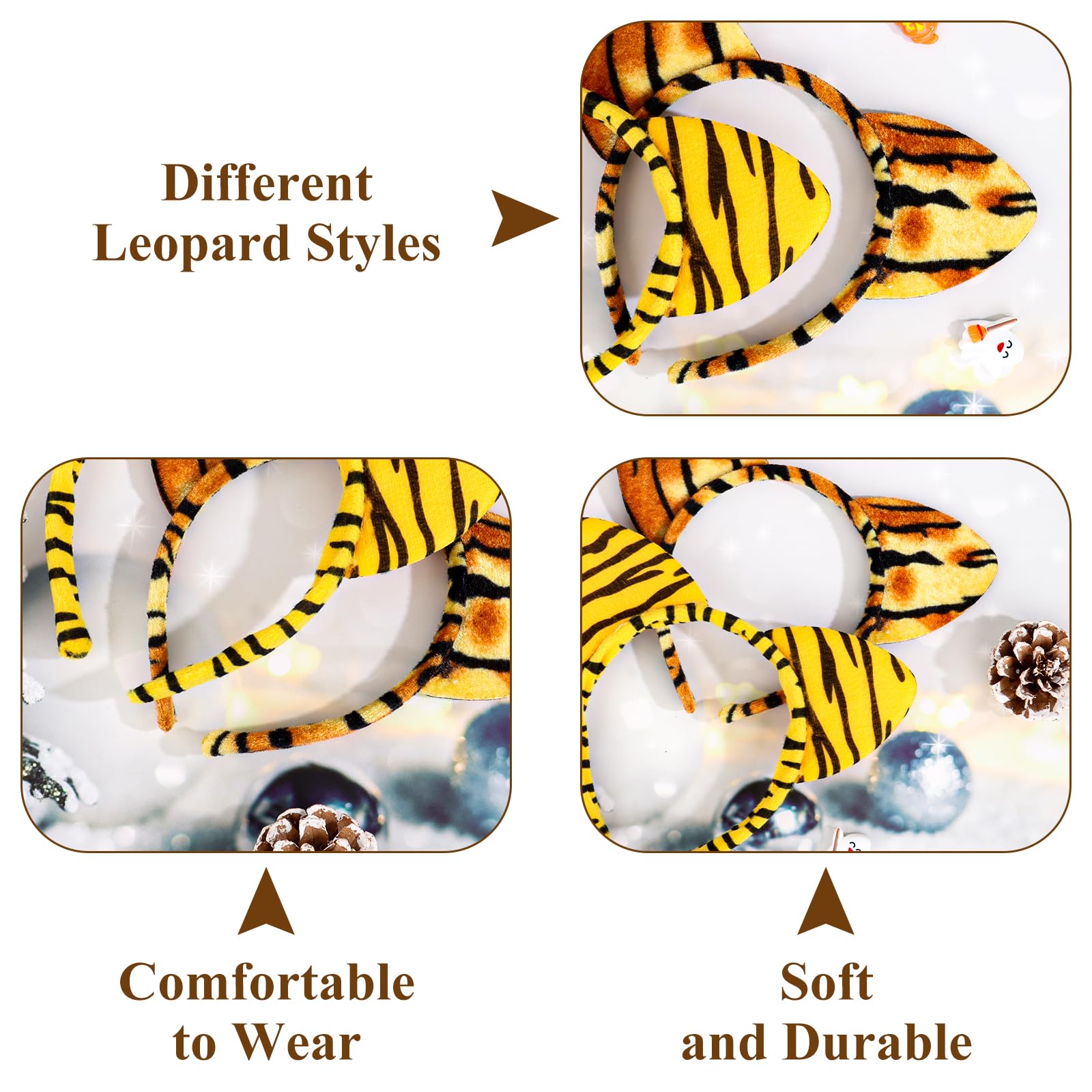 YARIEW 12 Pcs Cat Ears Headbands Animal Ears and Horns Headband Plush Horns Cosplay Costume Halloween Christmas
