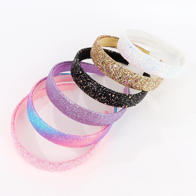Uintoon Girls Headbands, 6PCS Headbands for Girls Women Glitter Gold Purple Pink Rainbow White Black Headband Sparkly Sequin Headband Hair Accessories