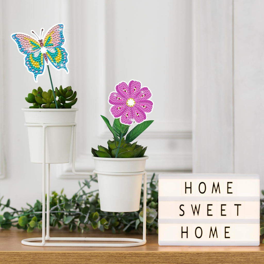 ZORETCO 10 Pcs Diamond Painting Kits for Adults, Home Office Decor with Flowers Butterfly Diamond Art Kits, 5D Gem Art Crafts for Beginners, Floral Birthday Gift
