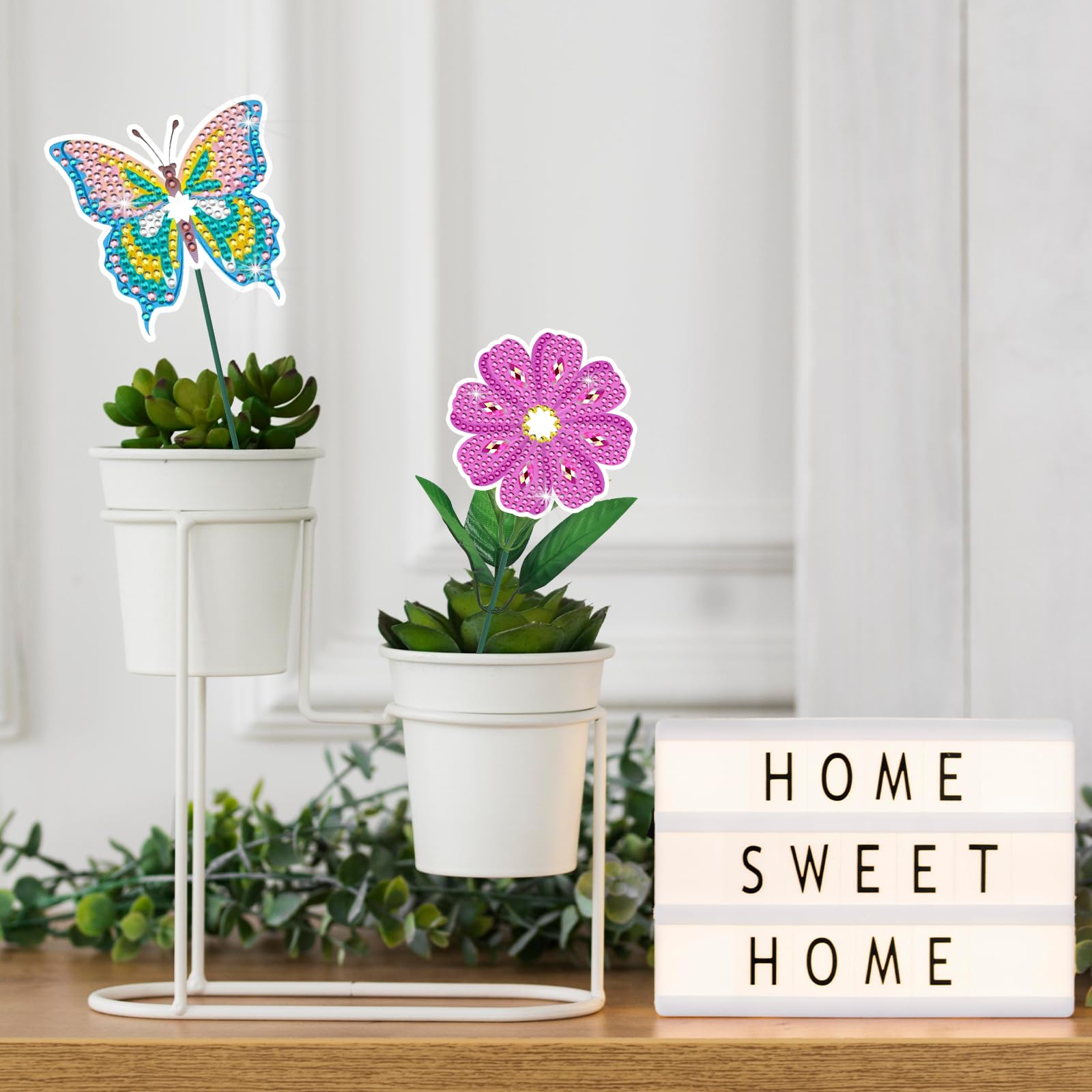 ZORETCO 10 Pcs Diamond Painting Kits for Adults, Home Office Decor with Flowers Butterfly Diamond Art Kits, 5D Gem Art Crafts for Beginners, Floral Birthday Gift