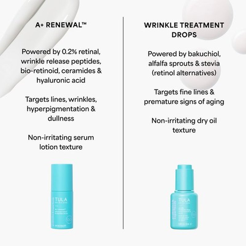 TULA Skin Care A+ Renewal Advanced Retinal + Peptides Serum - Nightly Facial Serum, Boosts Radiance and Hydrates, 1.01 Fl. oz.
