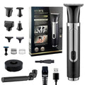 Back Shaver for Men Long Handle 5 in 1 Electric Body Hair Trimmer for Men Back Shaver Kit with Barber Blade, Combination Shaver Head, Nose Trimmer, Body Groomer Portable Waterproof Body Hair Groomers