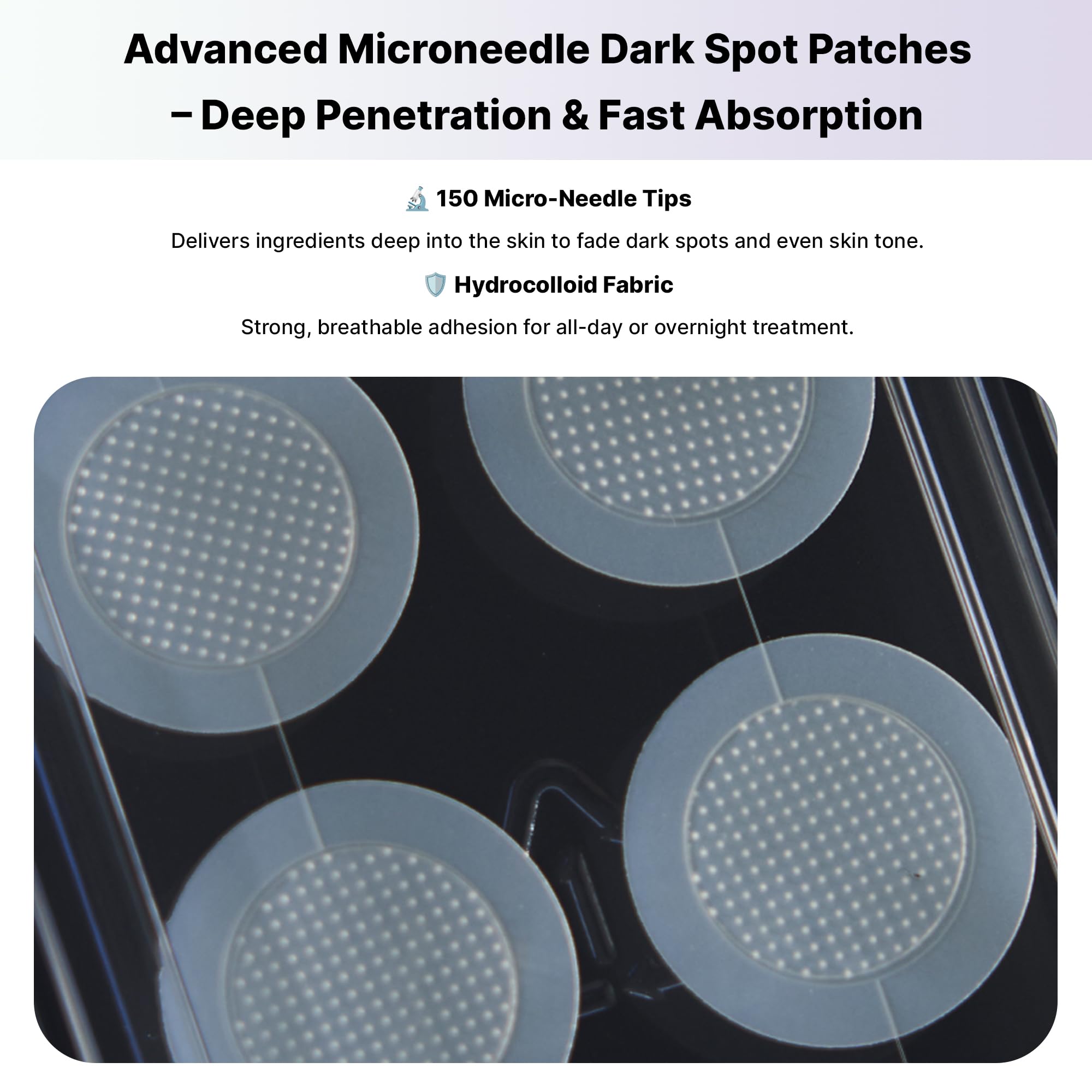 HUECALM Niacin Vita C Snow Patch - Fast Dark Spot Removal, Gentle & Effective Whitening Patch, High Adhesion & Long-Lasting Results, Dermatologically Tested, Korean Skincare