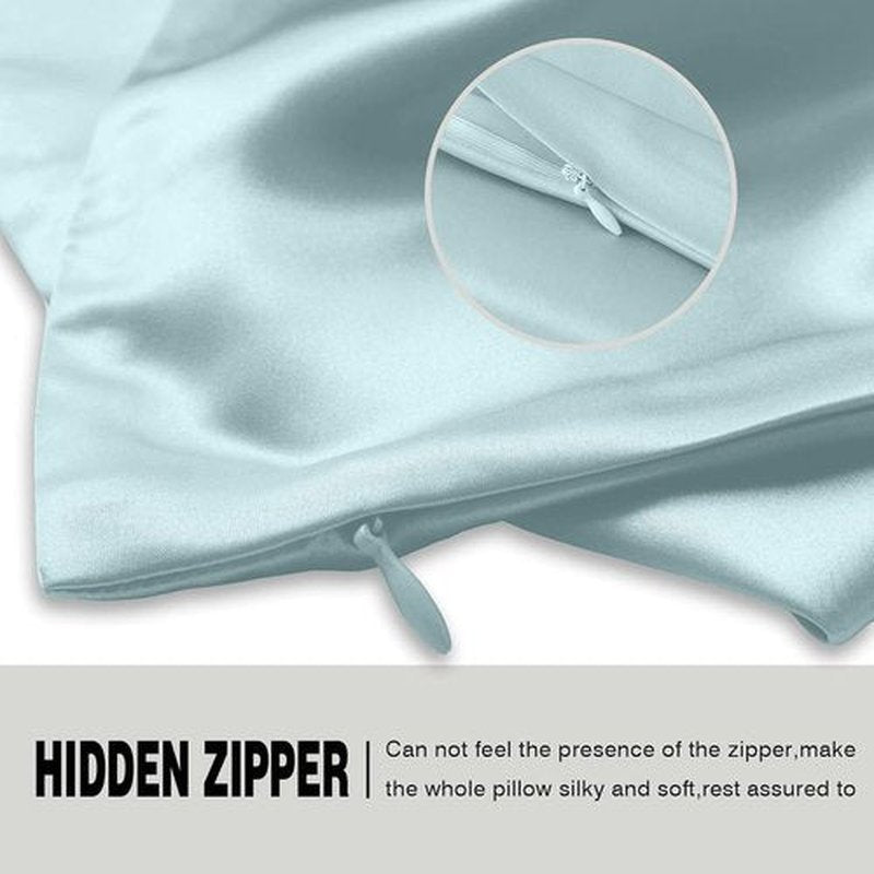 Mulberry Silk Pillowcase - Soft & Breathable Cooling Pillow Cover for Hair & Skin | Standard Size 20" x 26" - Haze Blue