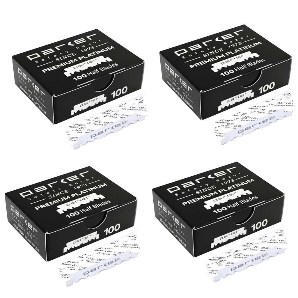 Parker Premium Platinum 1/2 Blades, 400 COUNT - For Professional Barber, Shavette and Disposable Straight Razors
