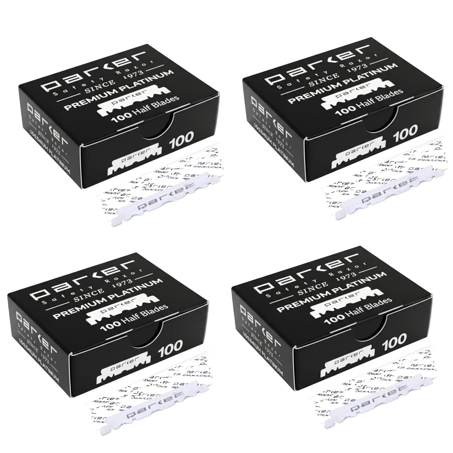 Parker Premium Platinum 1/2 Blades, 400 COUNT - For Professional Barber, Shavette and Disposable Straight Razors