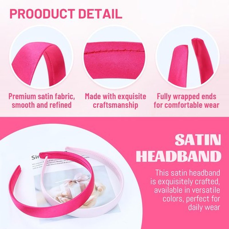 Cinaci 20 Pieces Candy Color Width 2cm/0.8" Plastic Headbands Satin Wrapped Blank Plain DIY Craft Project Headbands for Women Girls Teens Kids Hair Accessories