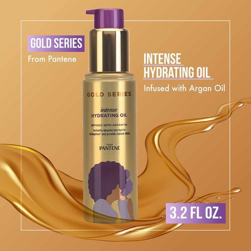 Pantene Gold Series Hair Oil Treatment - Intense Hydrating Argan Oil for Shiny Hair | 3.2 Fl Oz - Sulfate Free