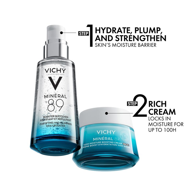 VICHY Mineral 89 Cream, 100H Rich Moisture Boosting Cream | Hydrating Face Moisturizer with Hyaluronic Acid & Niacinamide | Daily Face Cream | Available in 2 Formulas | Suitable for All Skin Types
