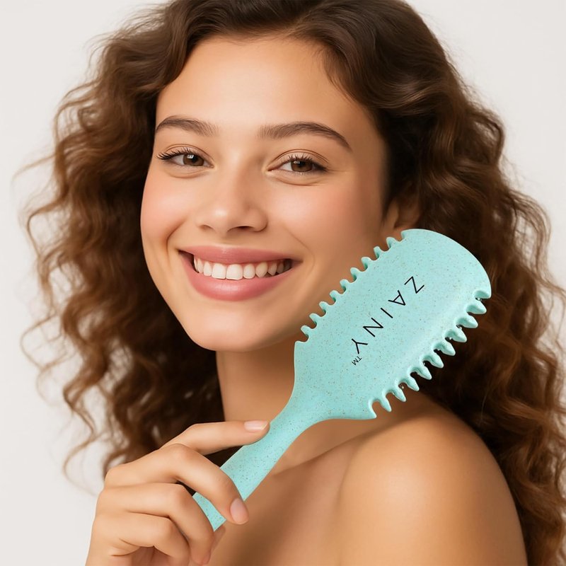 ZAINY Curl Defining Brush Set - 2PC Wide Tooth Comb & Detangler for Curly Hair | Ideal for All Ages