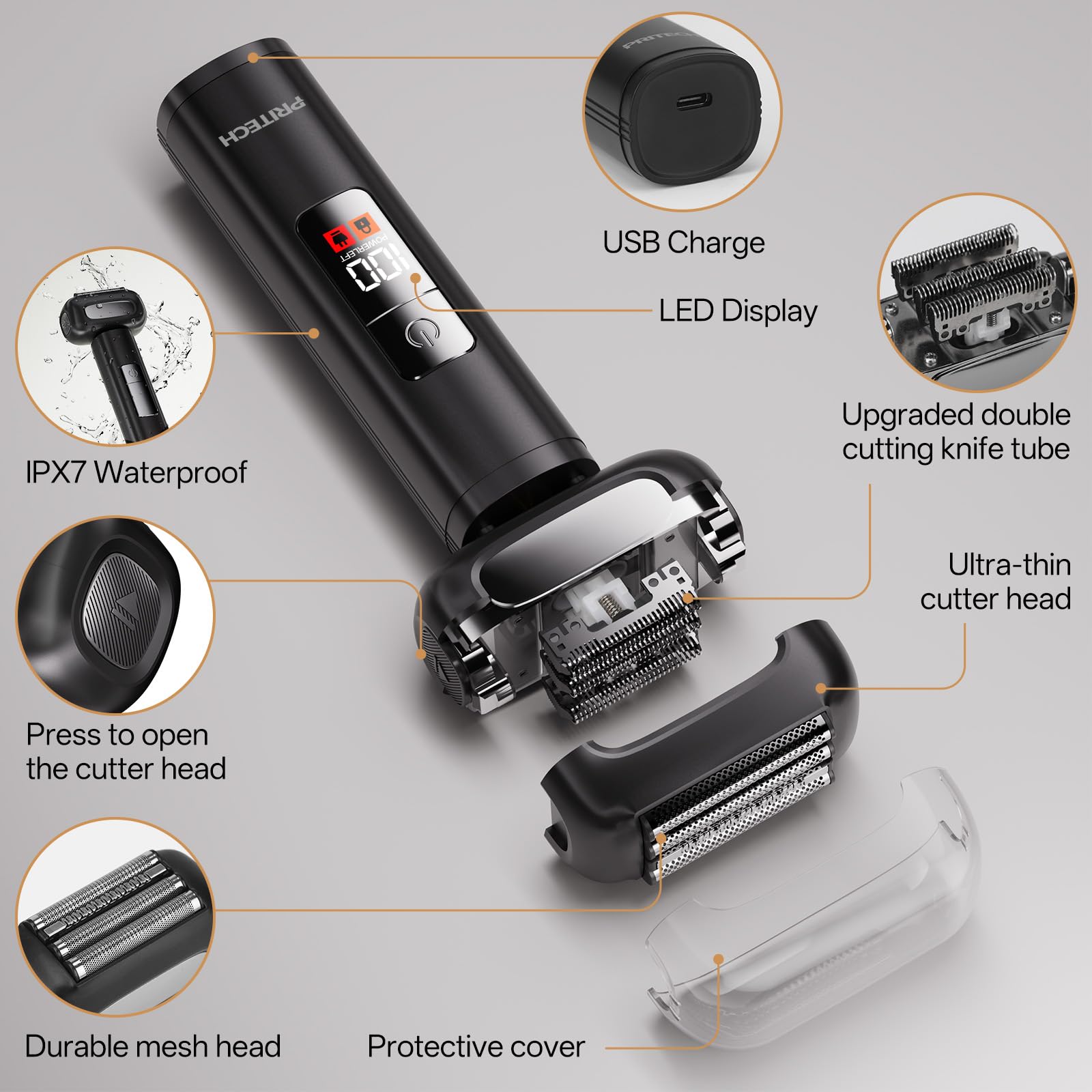 PRITECH Electric Foil Shaver for Men, Electric Razor for Men Face