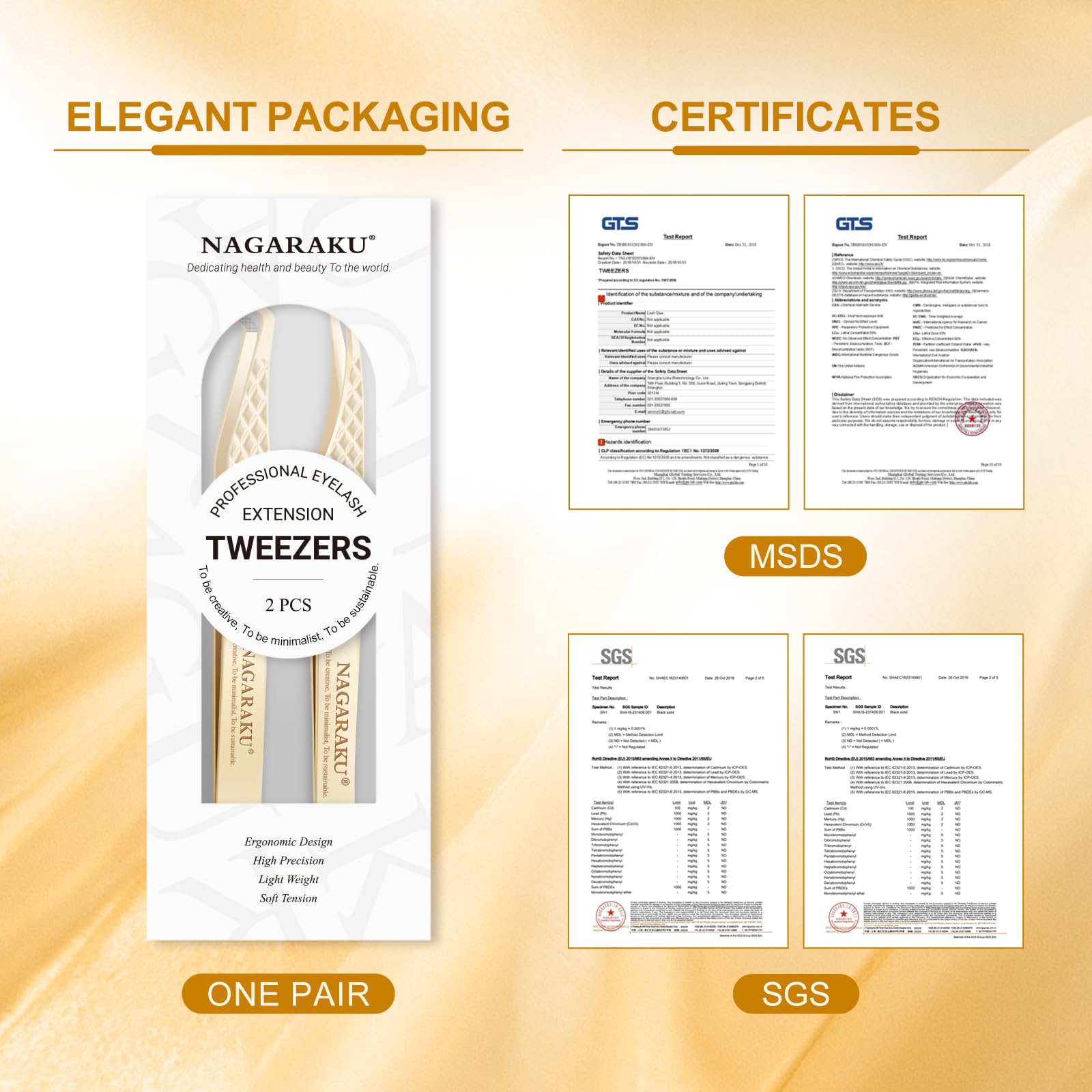 NAGARAKU Eyelash Extension Tweezers Fiber Tip AG-05 & AG-11 2Pcs Set