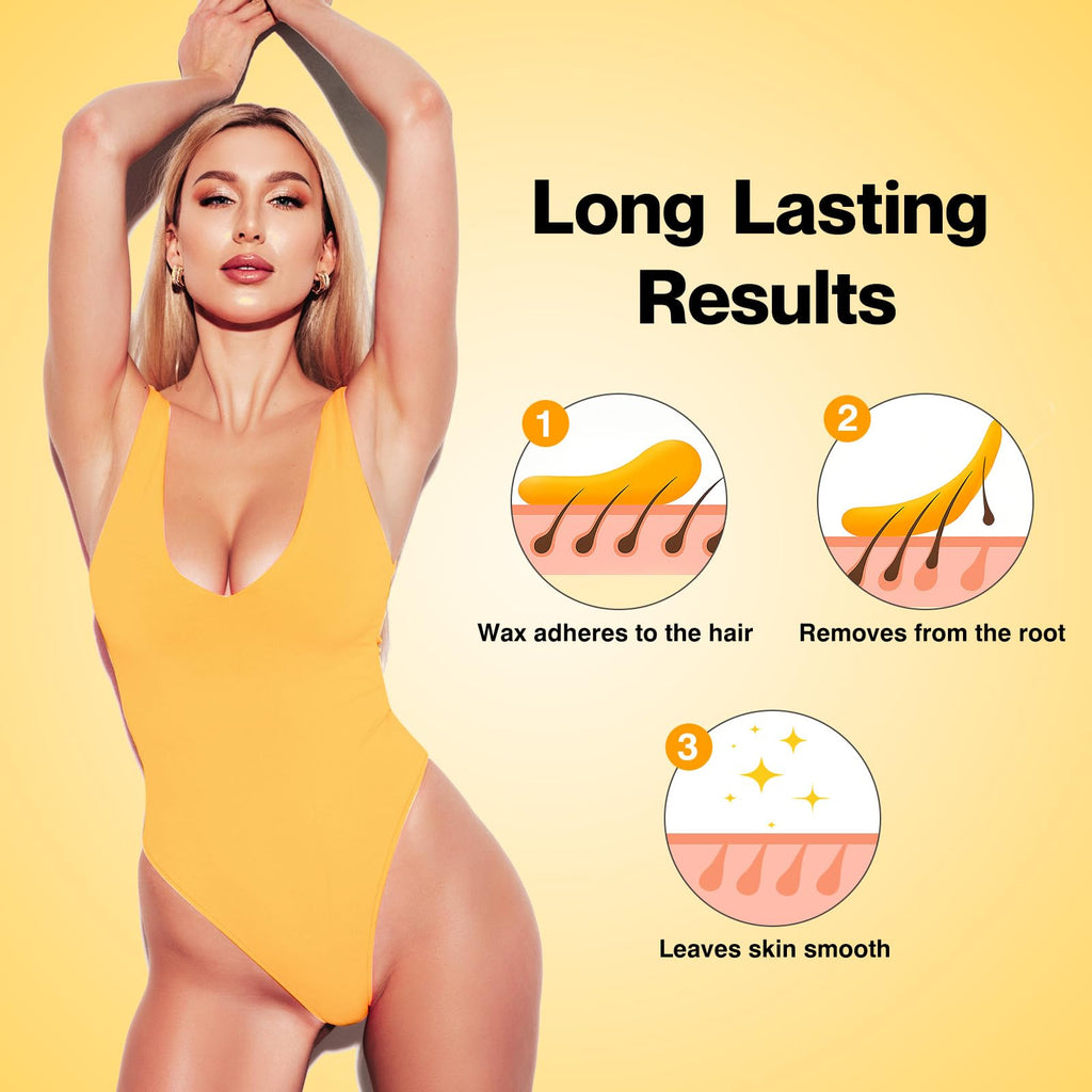Waxers Roll on Wax Kit for Hair Removal at Home Roller Waxing Depilatory for Women Men Honey Soft Wax Kit for Coarse & Thick Hair with Warmer and Strips