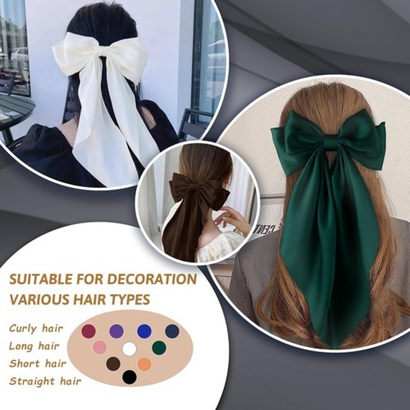 Mlurcu Hair Bows for Women Girls 10 Pcs Big Bows Hair Clips Barrettes Silky Satin Ribbon Bows Layered Large Bow French Style Hair Accessories Oversized Christmas Hair Bows for Women Girls