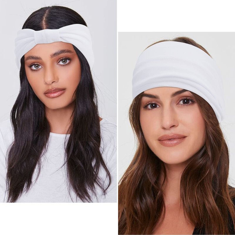 Wecoe 6 Pack White Headbands for Women Wide Elastic Knotted Headbands Fashion African Head Wraps For Wigs Sports Running Workout Yoga Hairbands Halloween Hair Accessories For Women