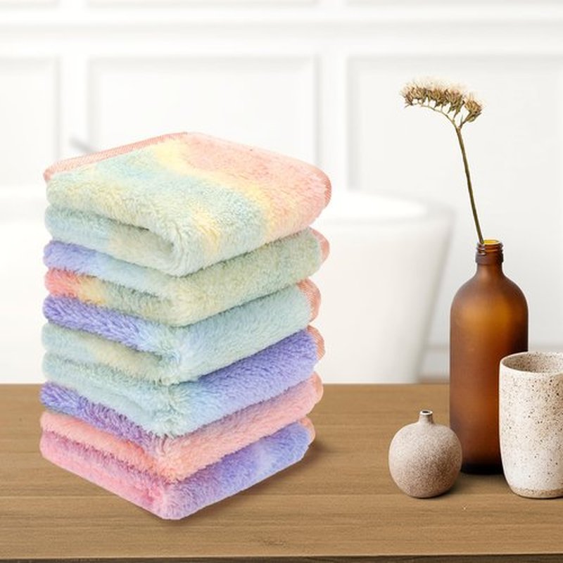 PHOGARY Microfiber Makeup Remover Cloths, 6 Pack Reusable Makeup Eraser Cloth for Face, Microfibre Erase Your Face Washcloths, Make up Cloth Remover Towel - Gentle on Skin (8 x 8in, Rainbow)