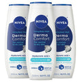 NIVEA Derma Comfort Caring Body Wash for Normal to Dry Skin, Body Wash with Hyaluronic Acid and Provitamin B5, 16.9 Fl Oz Bottle, Pack of 3