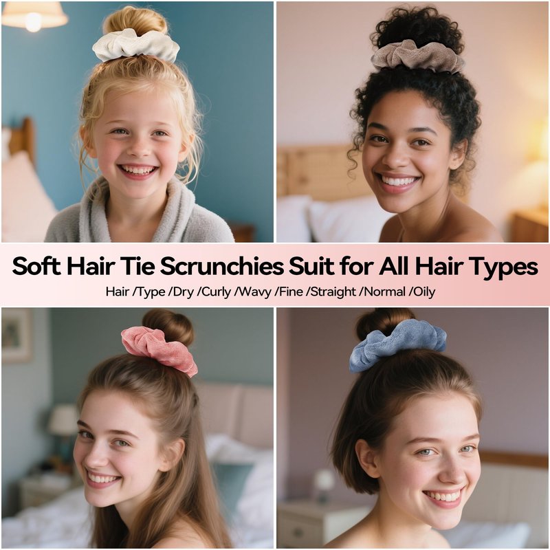 YIERSO Large Microfiber Hair Towel Scrunchies,Oversized Scrunchie Hair Wraps for Wet Hair,Absorbent Soft Fast Drying,Home Gym Travel Shower Sleep Hair Towel Accessories 4Pack