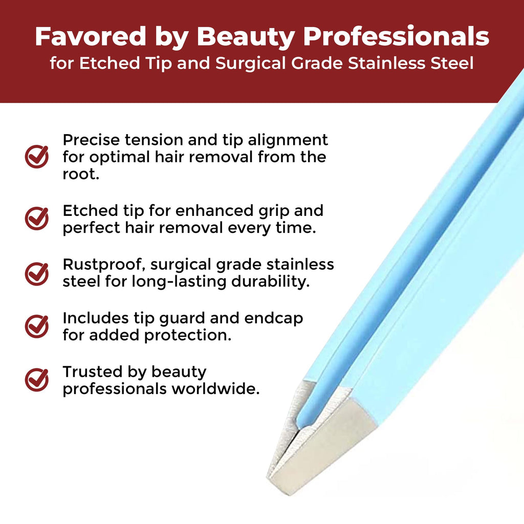 Venus by Regine Slant Tweezers - Handmade Precision Tool for Women & Men, 25-Degree Angle for Shaping Eyebrows & Grooming Facial Contours, Suitable for Eyebrow & Facial Hair Removal (Bright Blue)